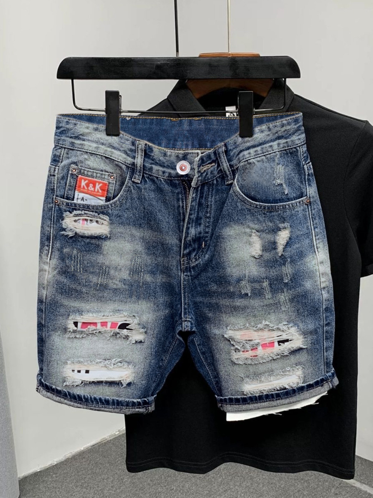 Streetwear Brand Clothing - 2026 Summer Ripped Straight Men Denim