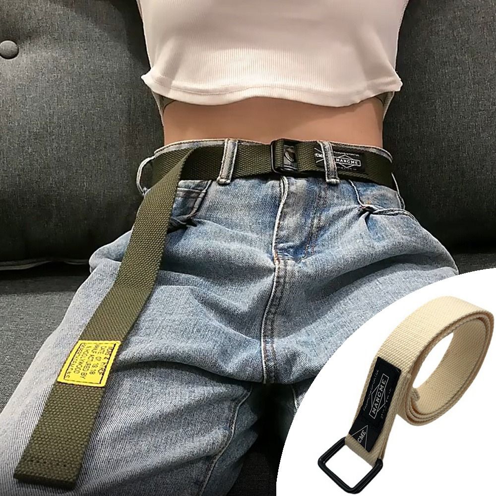 Off White Belt - Women Man Nylon Braided Canvas Double