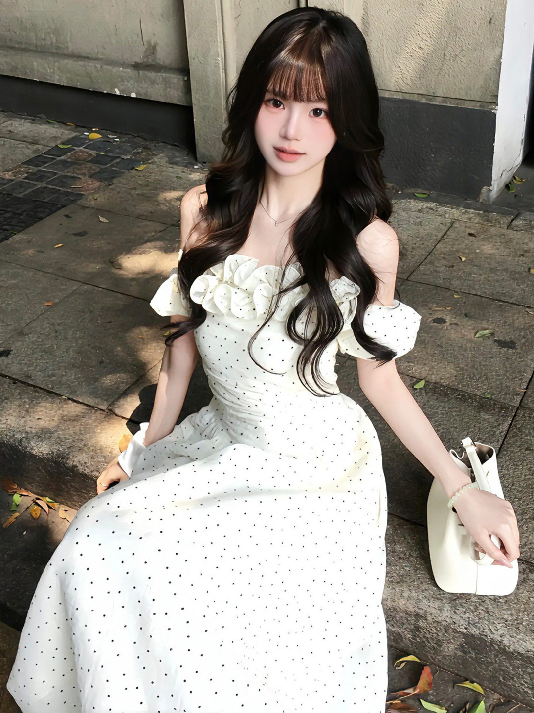 French Style Off-Shoulder Long - Off White Belt 评论和价格