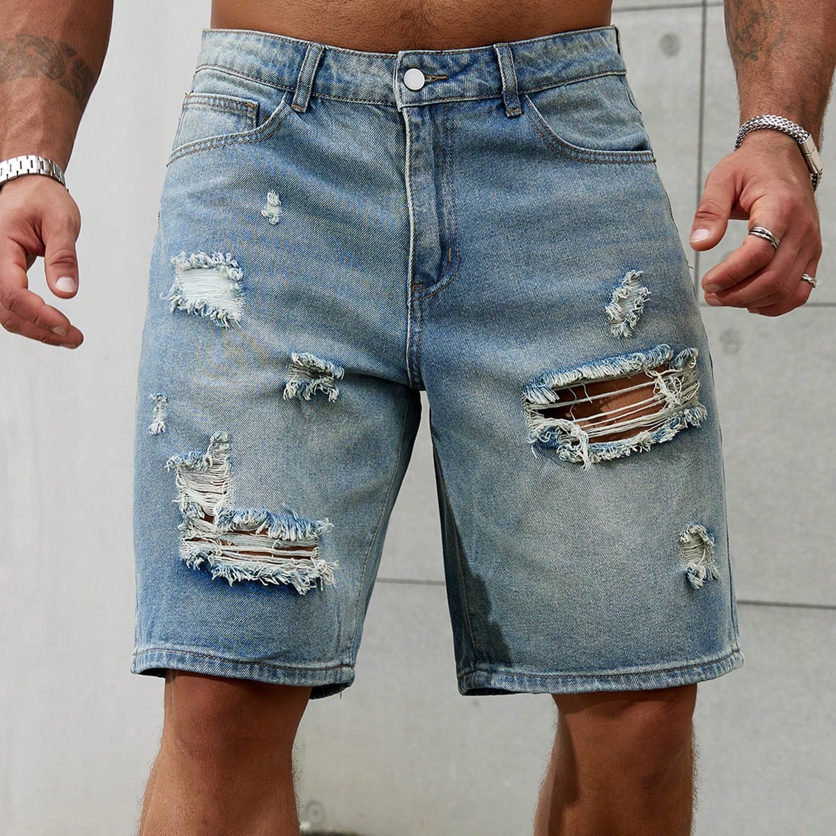 New Fashion Mens Ripped Short  - Streetwear Brand Clothing 评论和价格