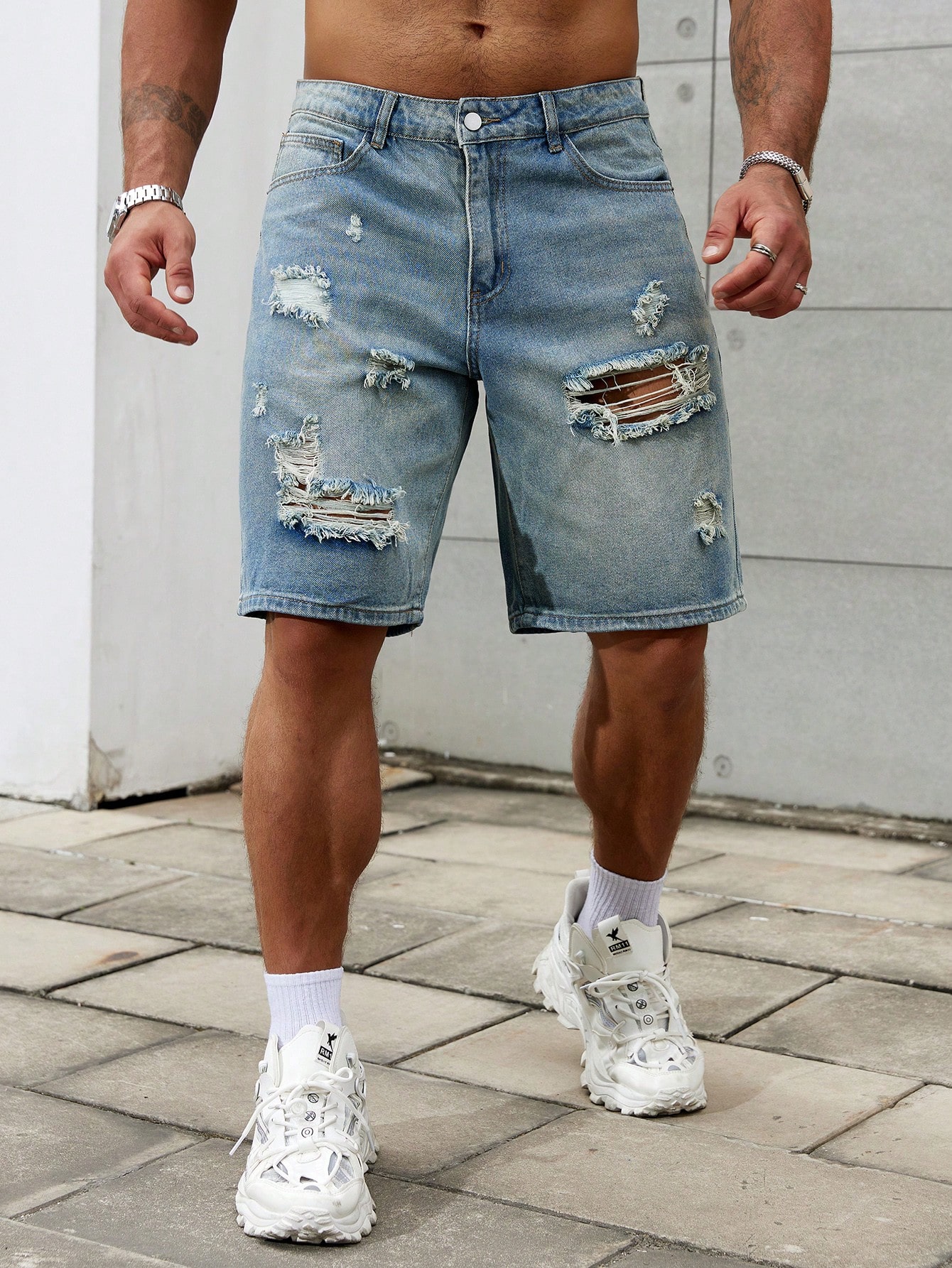 New Fashion Mens Ripped Short  - Streetwear Brand Clothing 评论和价格