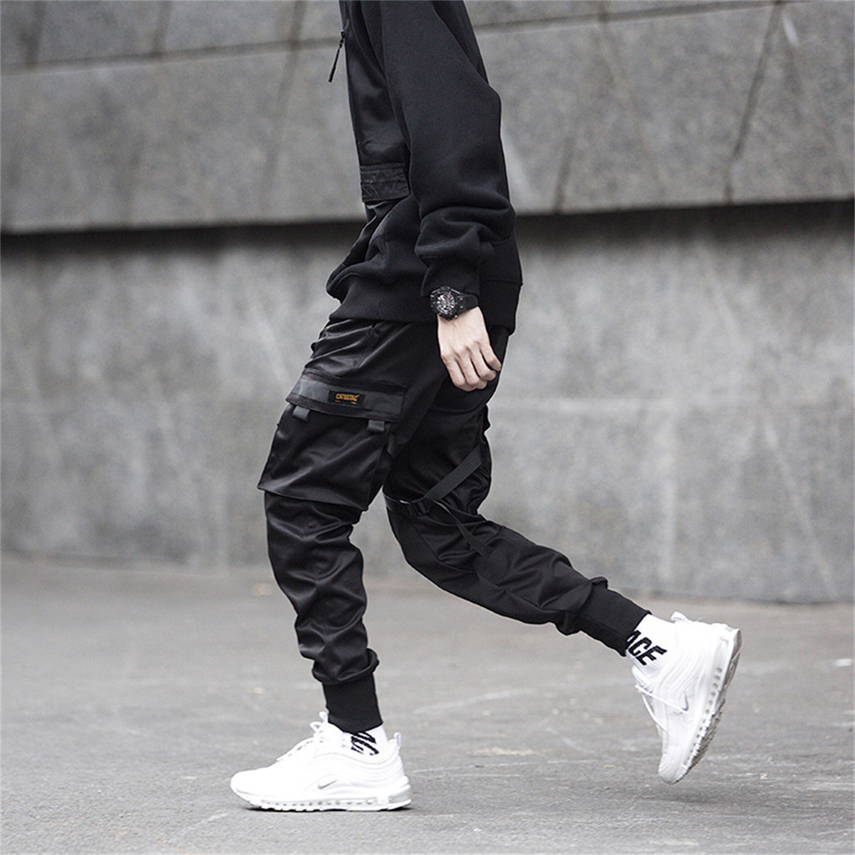 Black Hip Hop Cargo Pants Summ - Streetwear Brand Fashion 评论和价格