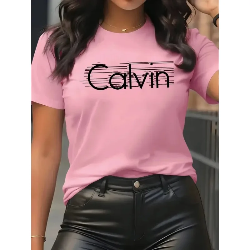 Calvin Women's T-Shirt Leisure - Women Streetwear Brand 评论和价格
