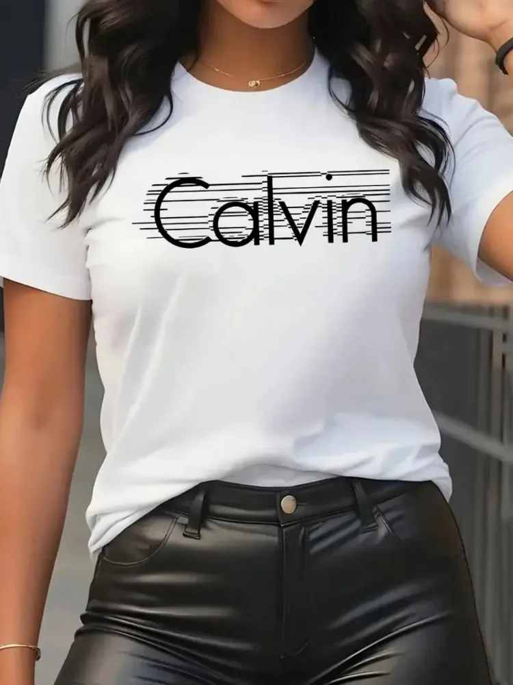 Calvin Women's T-Shirt Leisure - Women Streetwear Brand 评论和价格