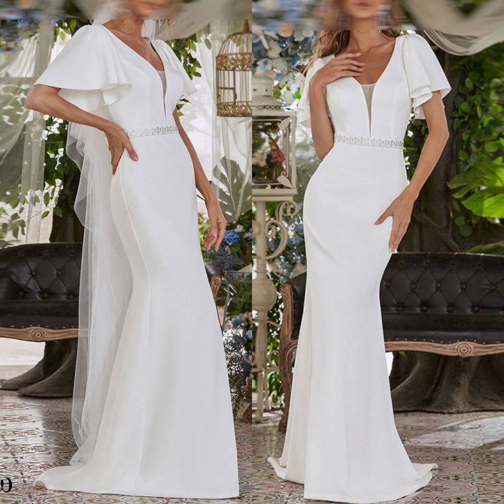 Customized White Chiffon Forma - Off White Belt 评论和价格