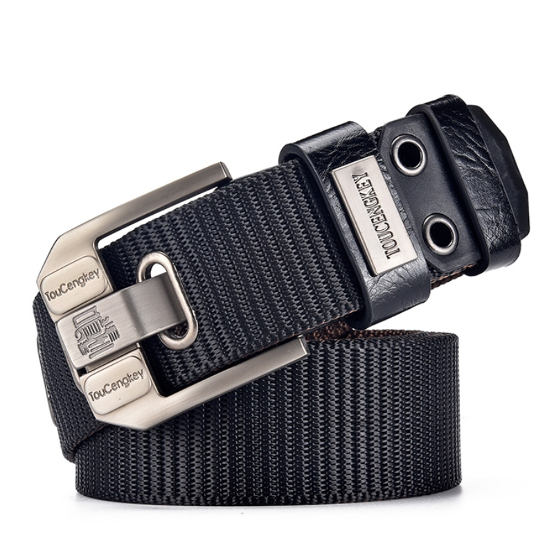 Men Pin Buckle Belt Canvas Bel - Off White Belt 评论和价格
