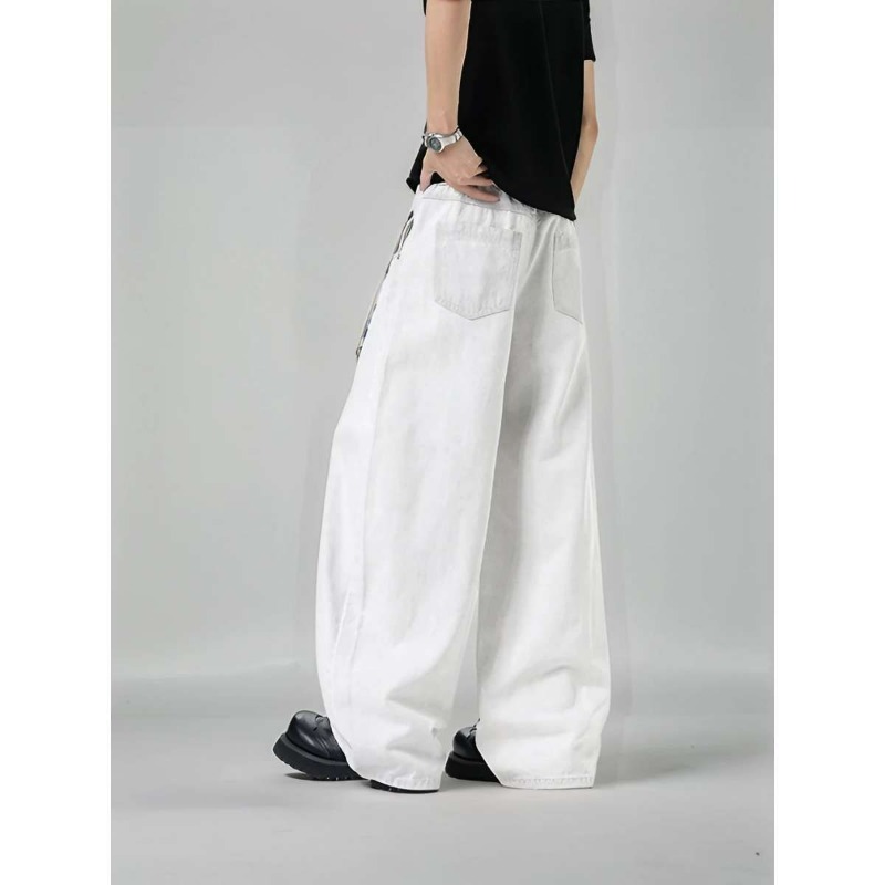 Men's Loose Wide Leg Plaid Pan - Streetwear Brand Clothing 评论和价格