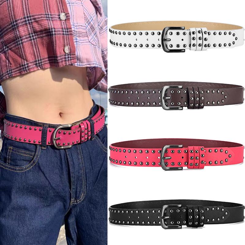 1PC Rivet Punk Needle Buckle B - Off White Belt 评论和价格
